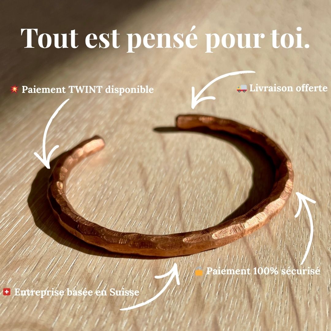 Bracelet en cuivre martelé